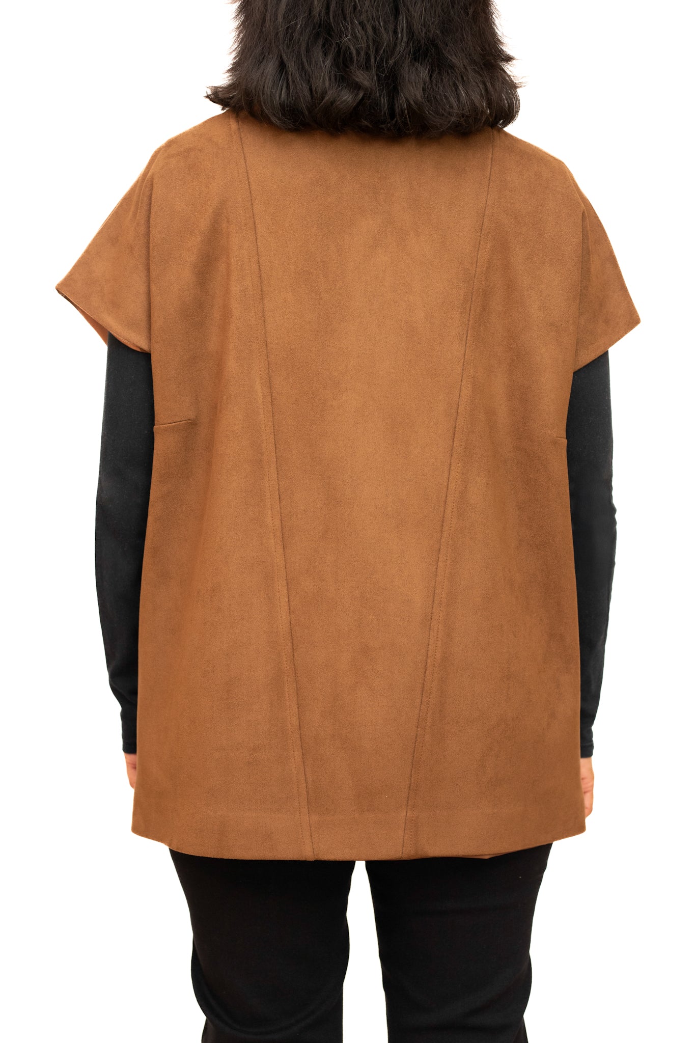 Coffee Brown Faux Suede Sleeveless Jacket
