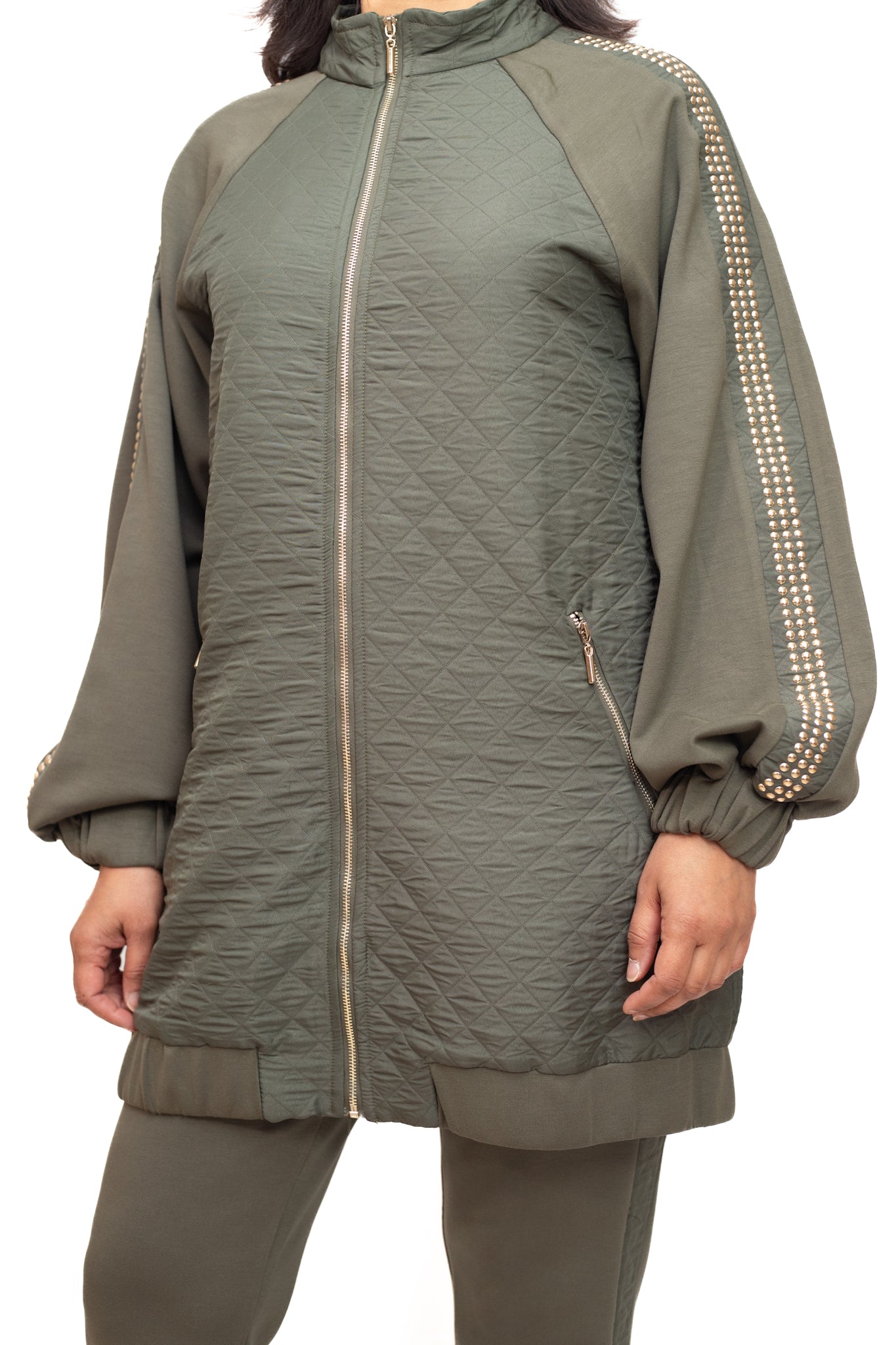 Khaki green and gold co-ord