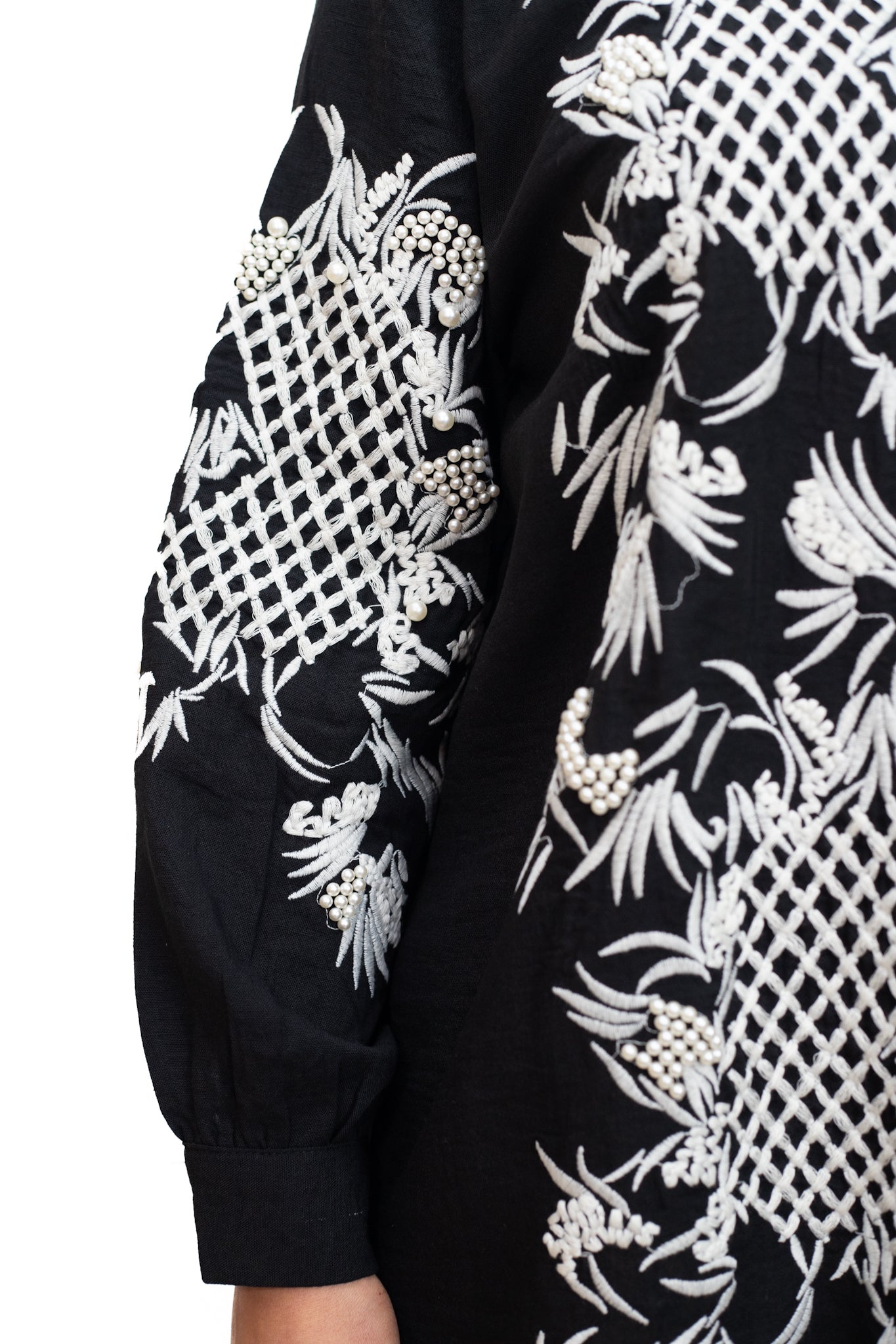Embroidered Black Long Sleeve Shirt