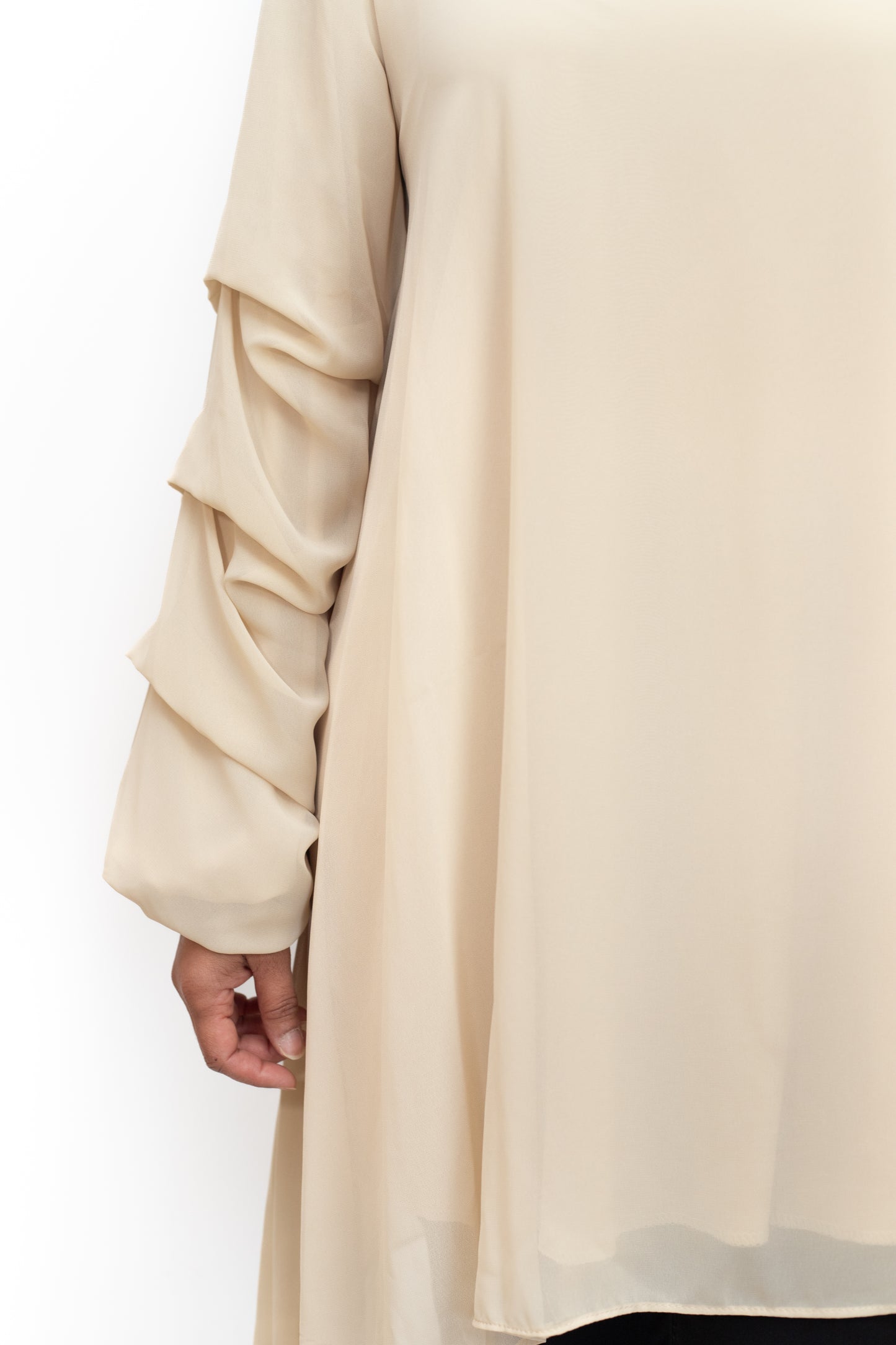 Classy beige ruffle sleeved blouse
