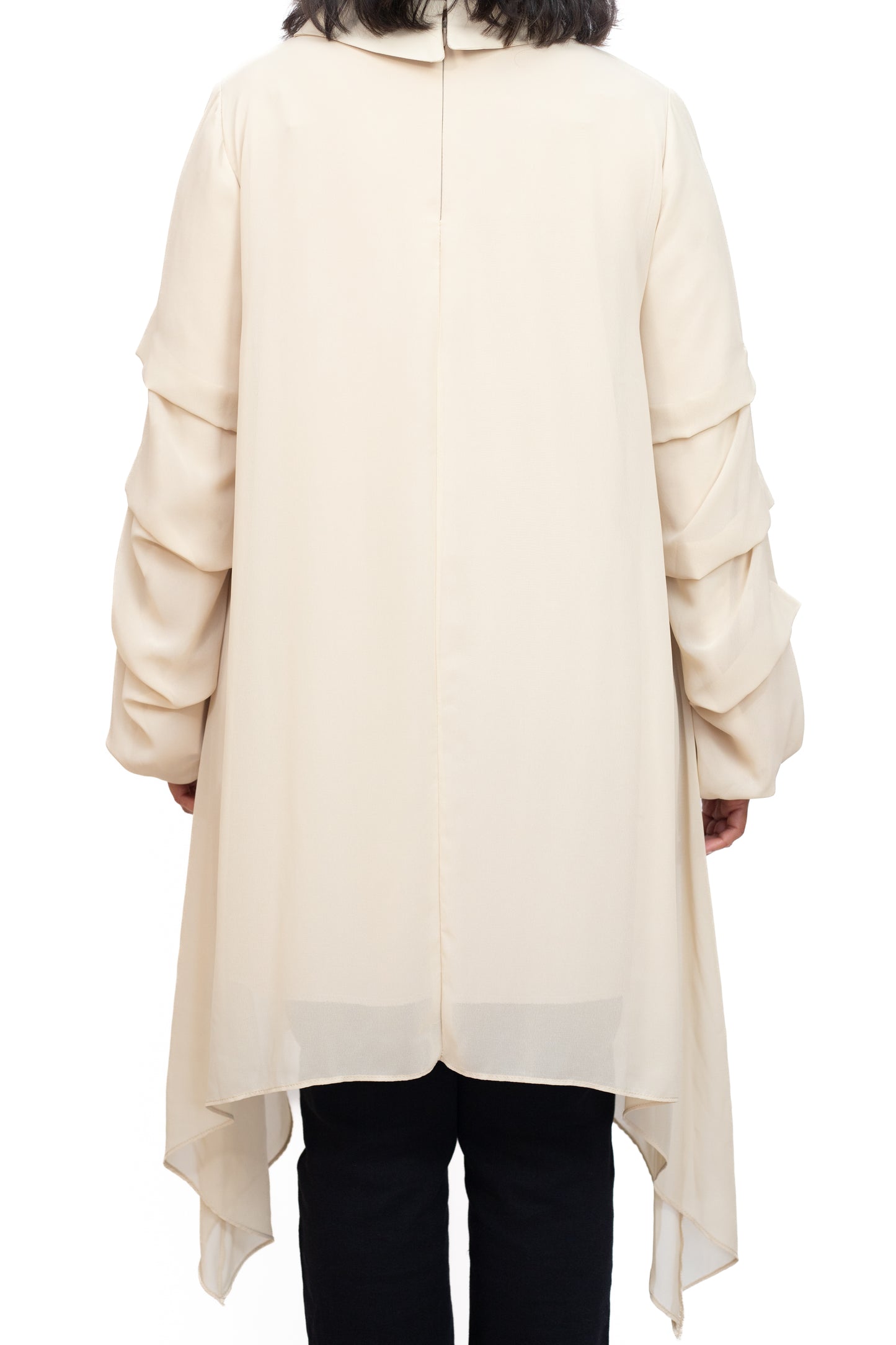 Classy beige ruffle sleeved blouse