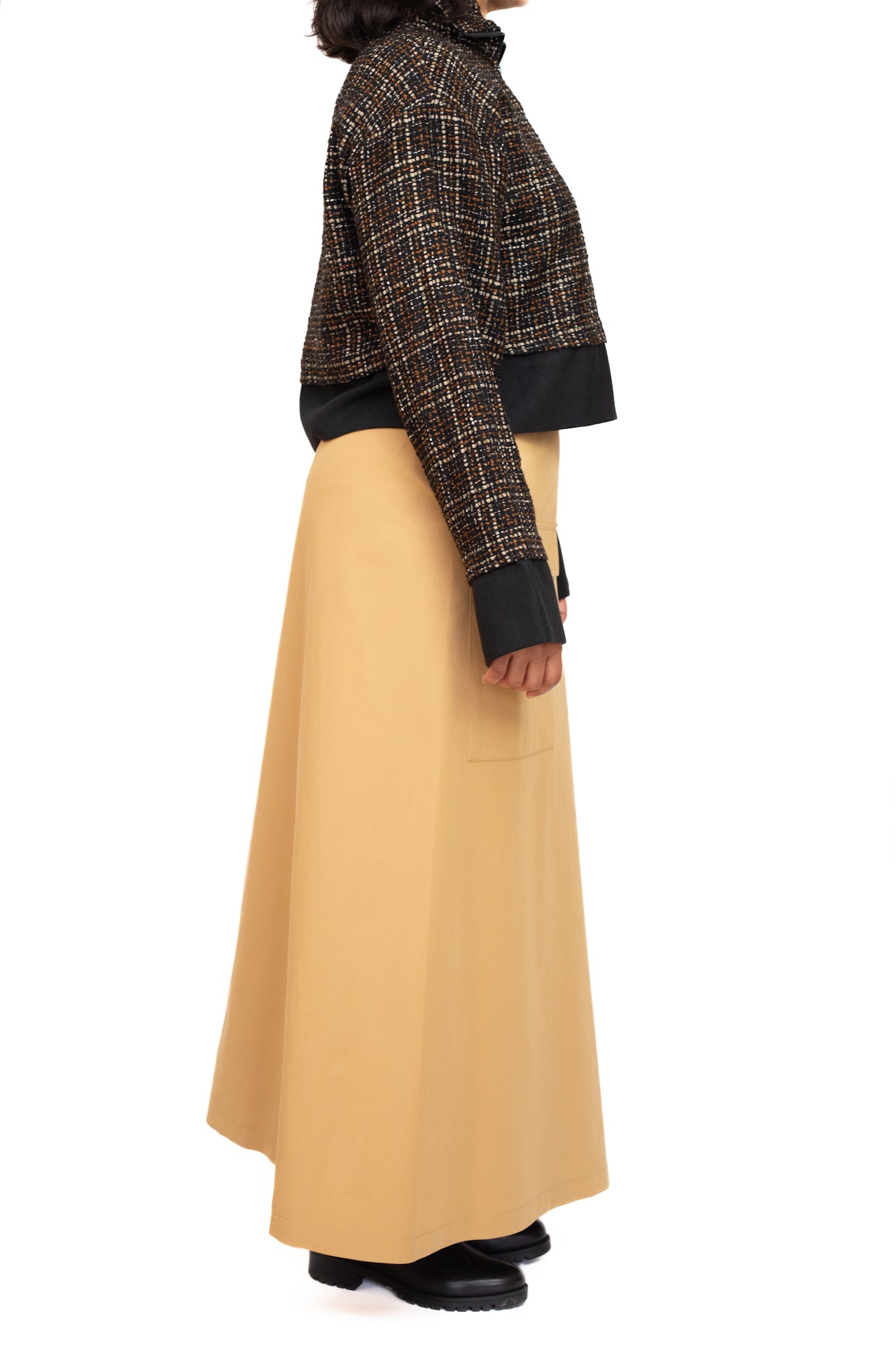 Camel cargo wrap-over skirt